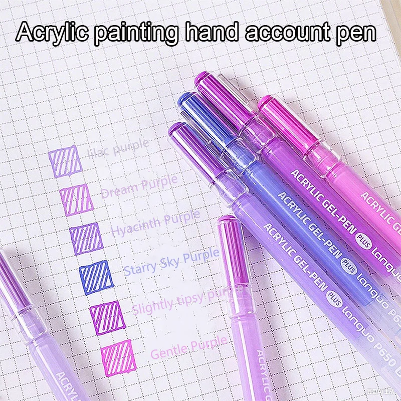 LANGUO 6-farbige Textmarker, Acryl-Malerei, Kunstmarker, schnell trocknend, ungiftig, für Studenten, Zubehör, koreanisches Briefpapier Image