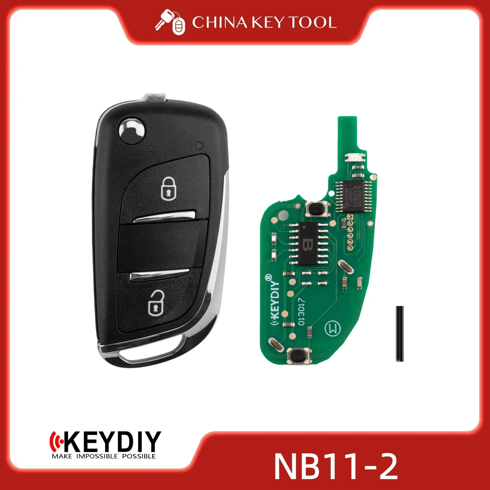 KEYDIY KD NB11-2 PCF Universal Flip Remote Key 2 Tasten kompatibel mit PSA Typ Image