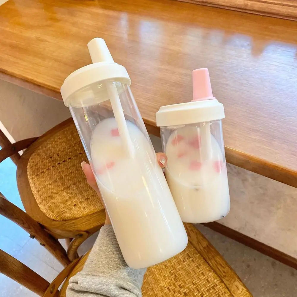 Einfache Stroh Tasse Große-kapazität Student Tragbare Kunststoff Wasserkocher Gerade Trinkwasser Flasche Anti-herbst Trinken Tasse Image