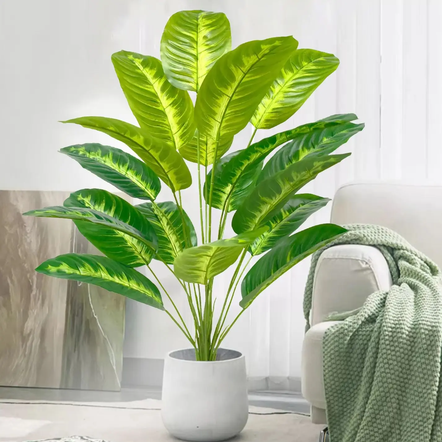 65–82–125 cm große tropische Palme, gefälschte Bananenpflanzenblätter, fühlt sich echt an, Strelitzia Reginae-Kunststoffpflanze für den Hausgarten Image