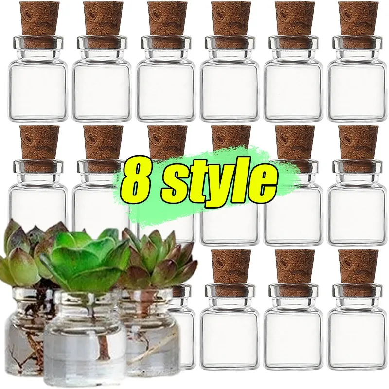 10–50 Stück kleine Glasflaschen mit Korken, winzige leere Glasgefäße, Bastel- und Kunstfläschchen, transparente Wunschflaschen, Geburtstagsparty-Geschenke Image