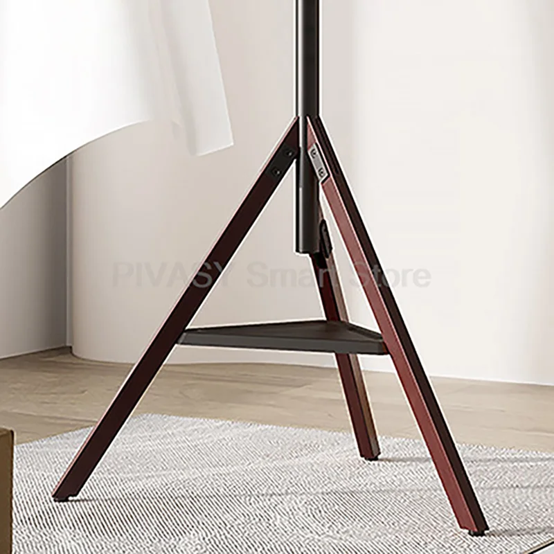 TV-Bodenständer, mobiler Kunstständer aus massivem Holz, Wandhalterung für Zuhause, 10–65/75 Zoll, TV, universell verstellbar, drehbar, platzsparend, robust Image