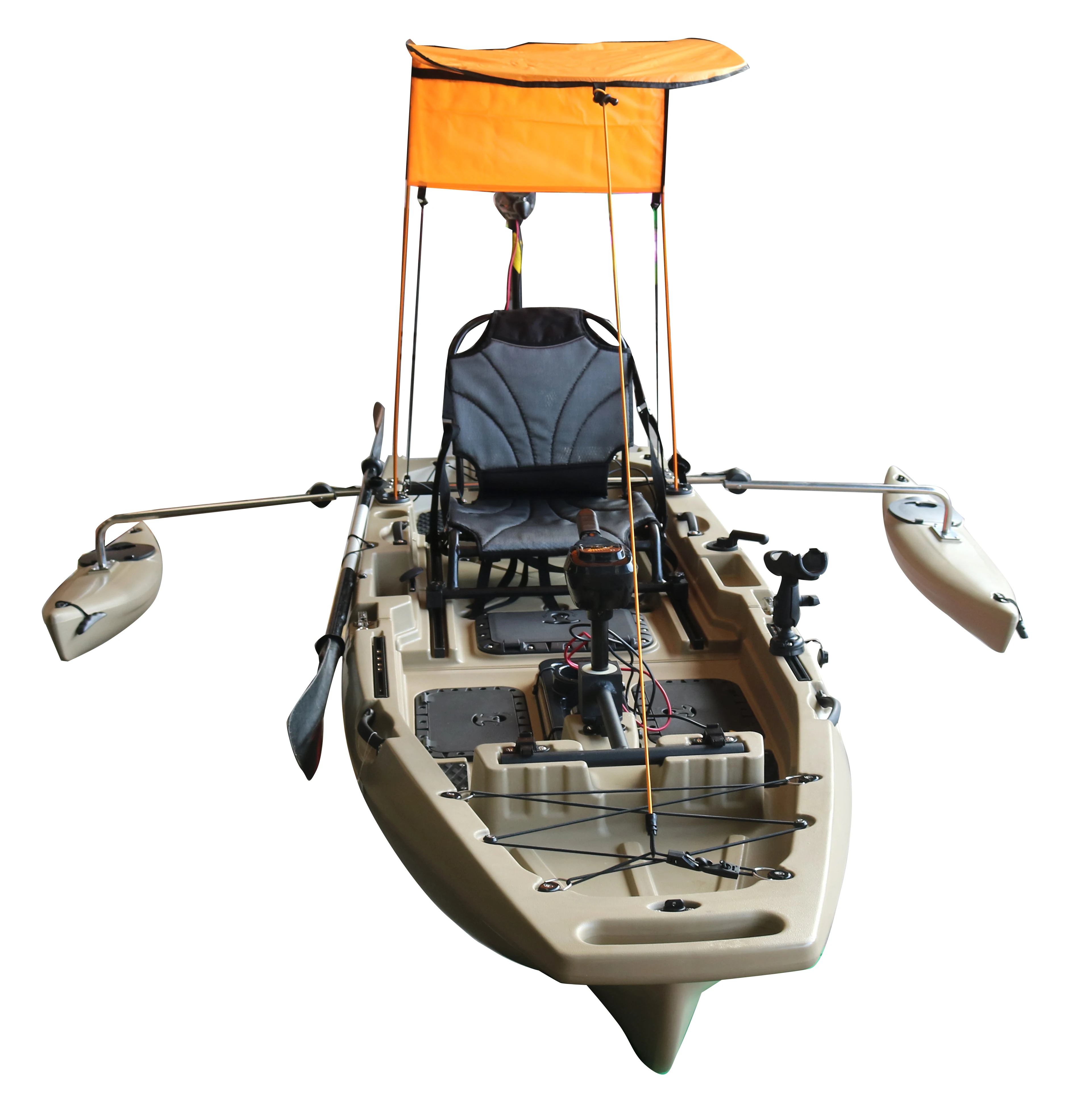 Nuovo design 2.96M 1 persona Kayak da pesca modulare con pedali Kayak pieghevole staccabile Kayak elettrico Motore 12v