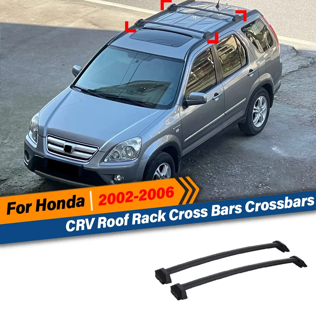 Für Honda CRV II 2002 2003 2004 2005 2006 Auto Dachträger Querträger Querträger montiert auf dem Dach 2 Stück schwarze Seite Autozubehör Image