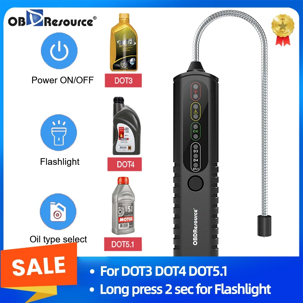 Bremsflüssigkeitsqualitätsprüfgerät - LED-Anzeige-Detektor für DOT3 DOT4 DOT5.1 BF100 Diagnosewerkzeug LED-Bremsflüssigkeitstester Image