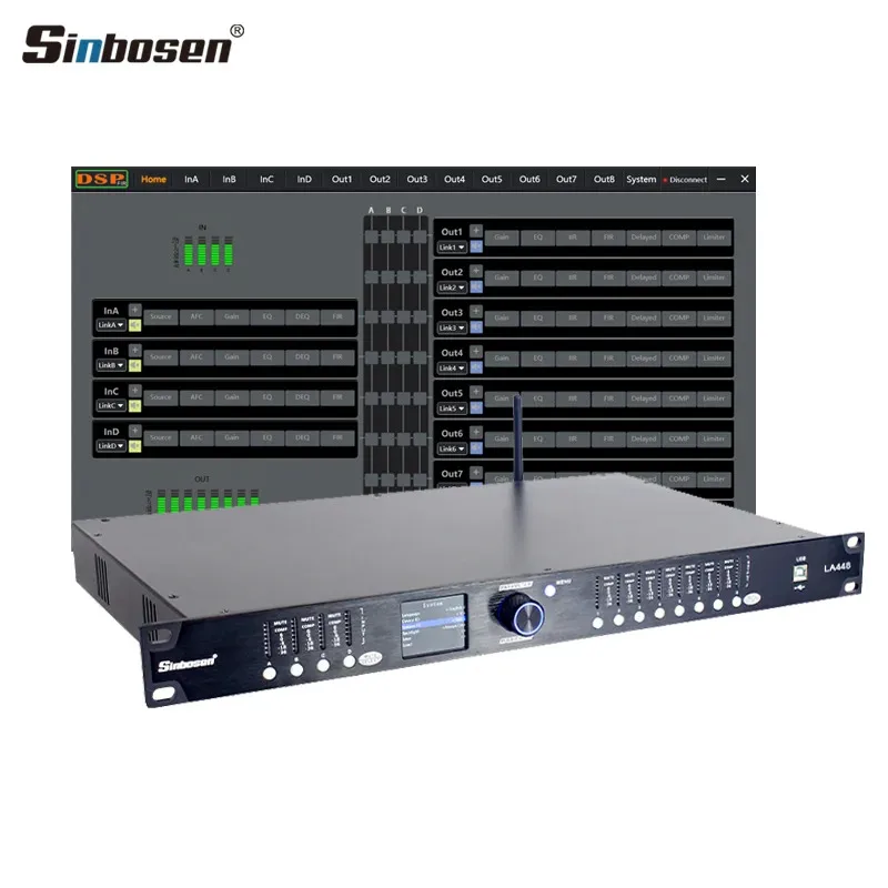 Sinbosen LA448 Speaker Management Dsp Digital Audio Processor Fir Filters 4 in 8 Out Image