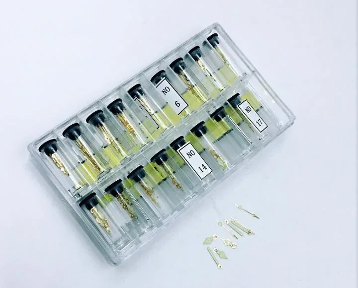 W1500 Sortiment mit 17 verschiedenen Größen, leuchtendes goldfarbenes Uhrzeiger-Set 632G Image