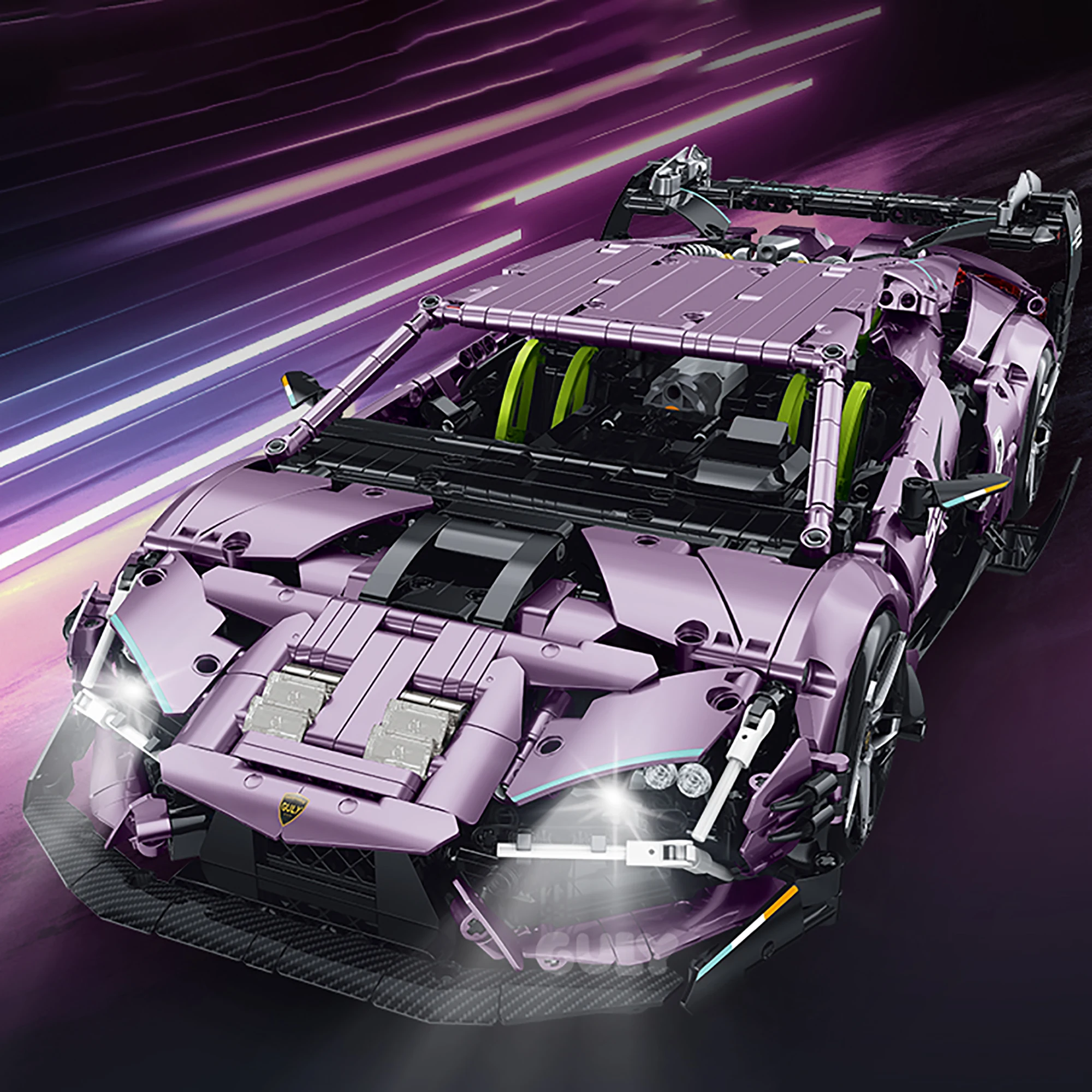 2074 stücke Technische RC Supercar Bausteine GULY 10653 1:10 Lila Sport Racing Auto Modell Ziegel Spielzeug für Kinder Erwachsene geschenke Image