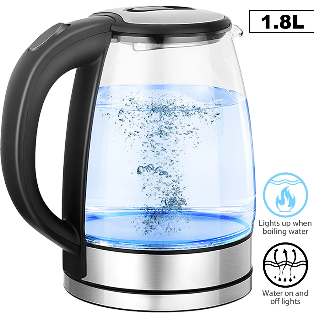 Bouilloire électrique 1,8 L, grande capacité, chauffe-eau rapide, théière, chauffe-eau 220 V, thé, café, thermos, appareil électroménager