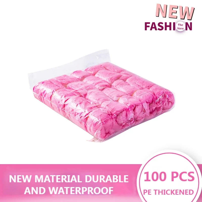 100 teile/sätze Kunststoff Einweg Wasserdichte Überschuhe Rutschfeste Verschleißfeste Reinigung Überschuhe Outdoor Regnerischen Tag Teppich Sauber Image