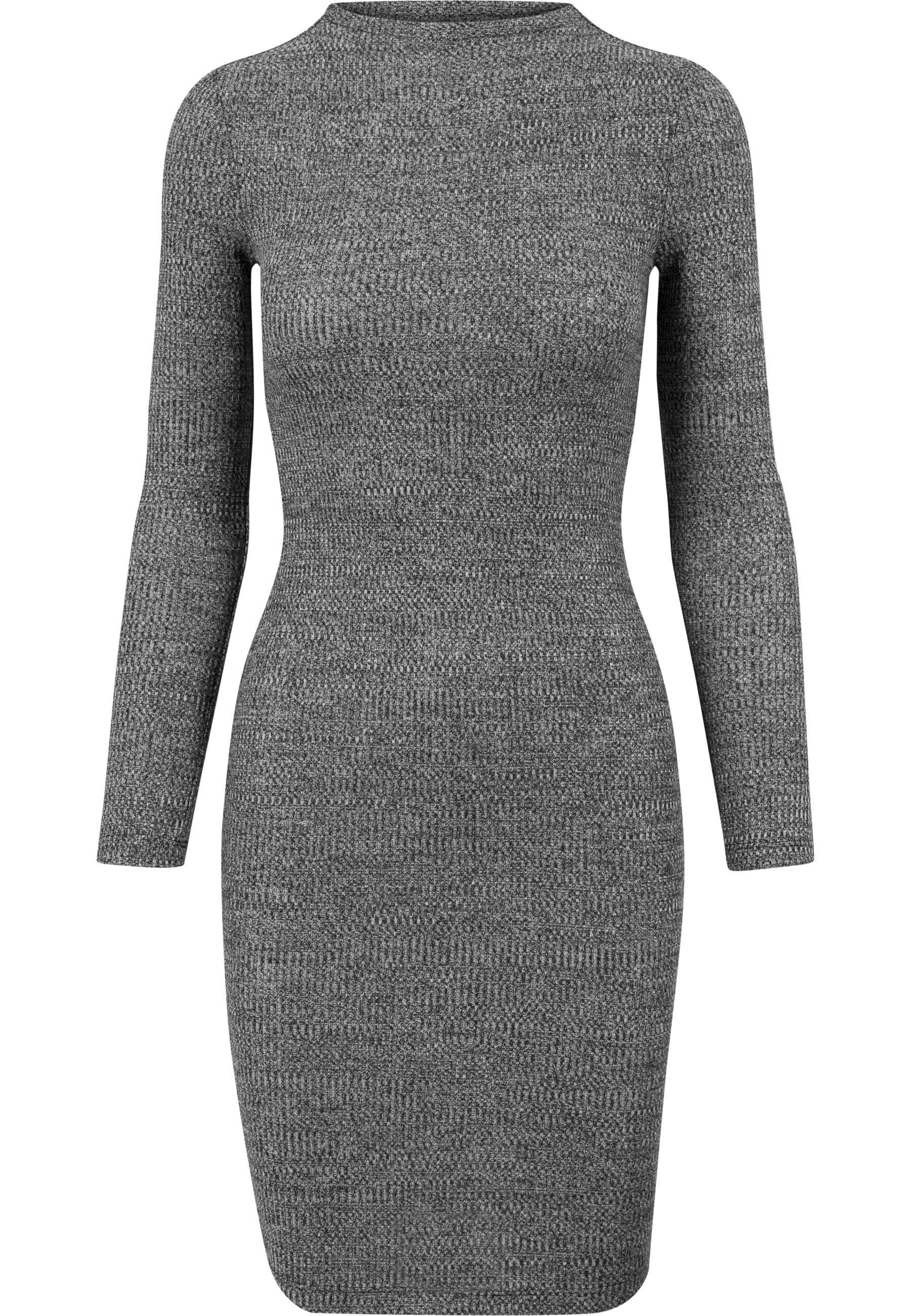 Shirtkleid URBAN CLASSICS "Urban Classics Damen Ladies Rib Dress", Damen, Gr. S, US-Größen, charcoal, 77% Viskose, 19% Polyester, 4% Elasthan, unifarben, slim fit, Rundhals, Kleider Shirtkleid