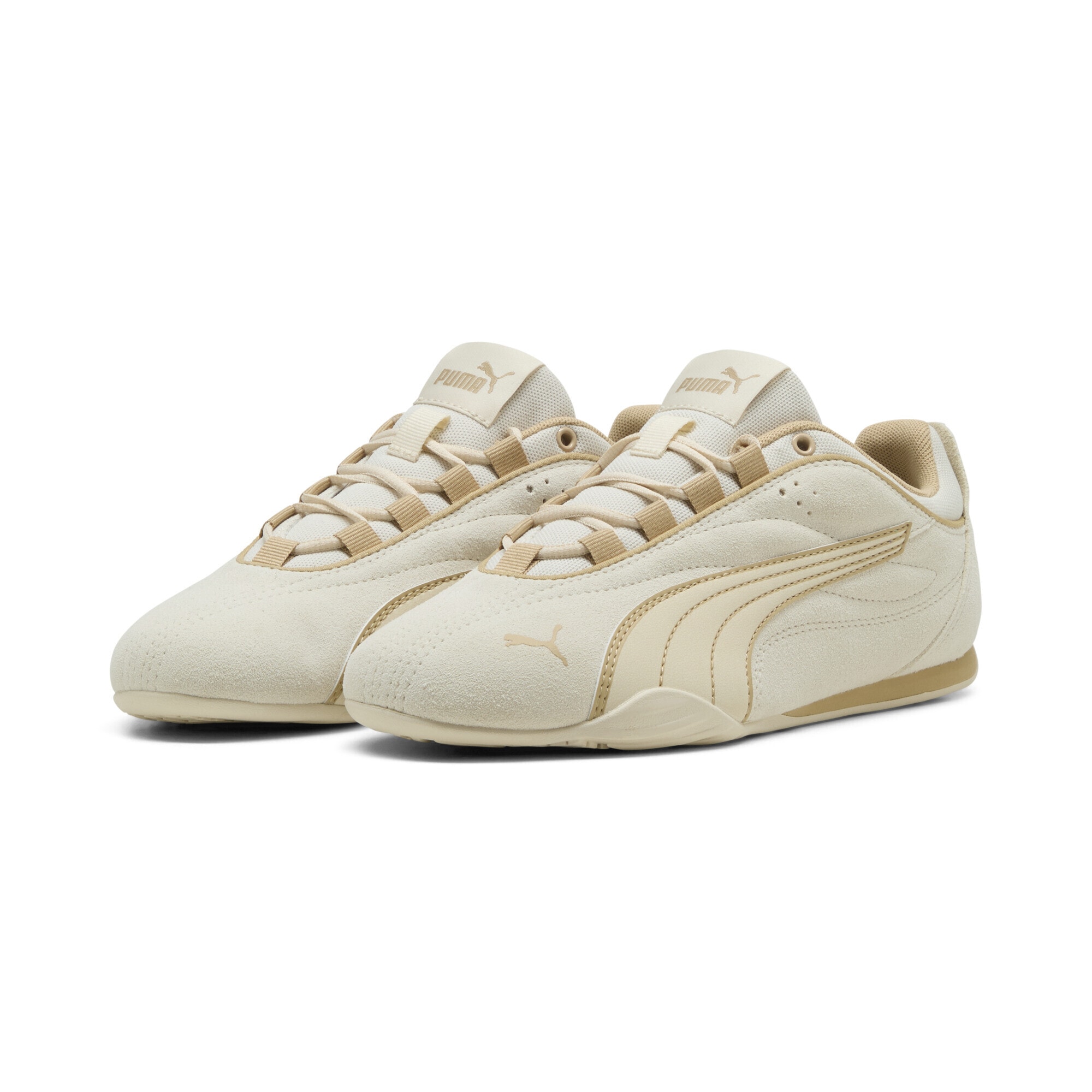 Sneaker PUMA "PUMA Catch Soleil Sneakers Damen", Damen, Gr. 37,5, alpine snow sand dune weiß beige, Obermaterial: Textil, Kuhleder, Synthetik, Leder; Futter: Textil; Innensohle: Textil; Laufsohle: Gummi, Schuhe Sneaker