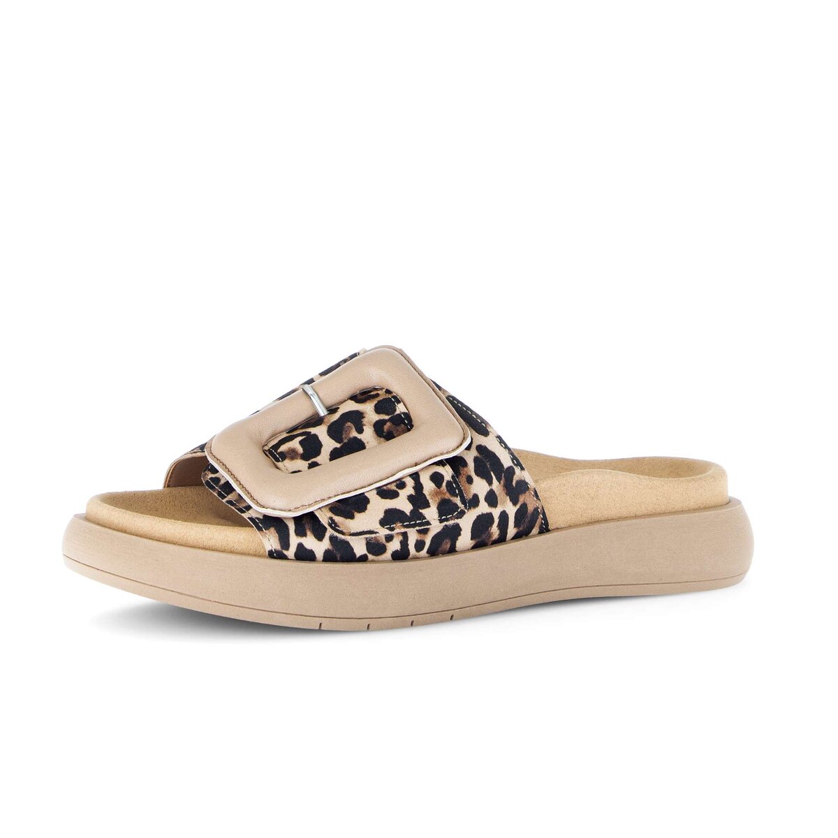 Pantolette GABOR "Pantolette Materialmix Leder", Damen, Gr. 44, beige, Schuhe Pantolette