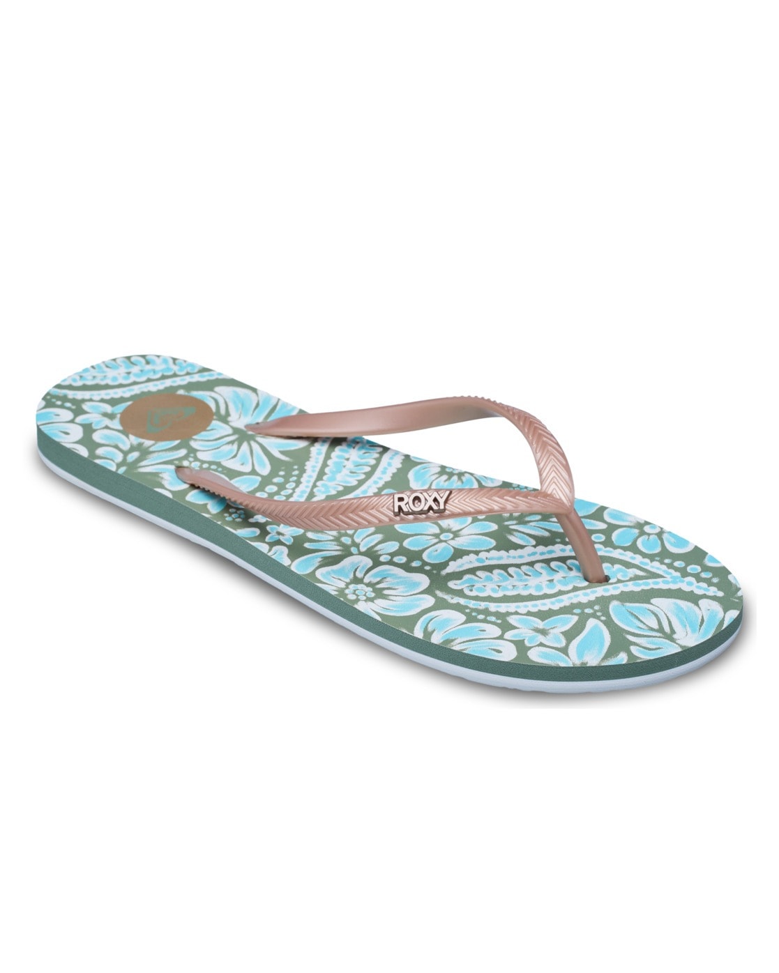 Sandale ROXY "Mauricia", Damen, Gr. 9(40), oil grün, Obermaterial:Obermaterial: 95% Tr/ 5% Metallnieten, Futter: 100% Synthetik Tr, Laufsohle: 100% Eva;, Schuhe Sandale