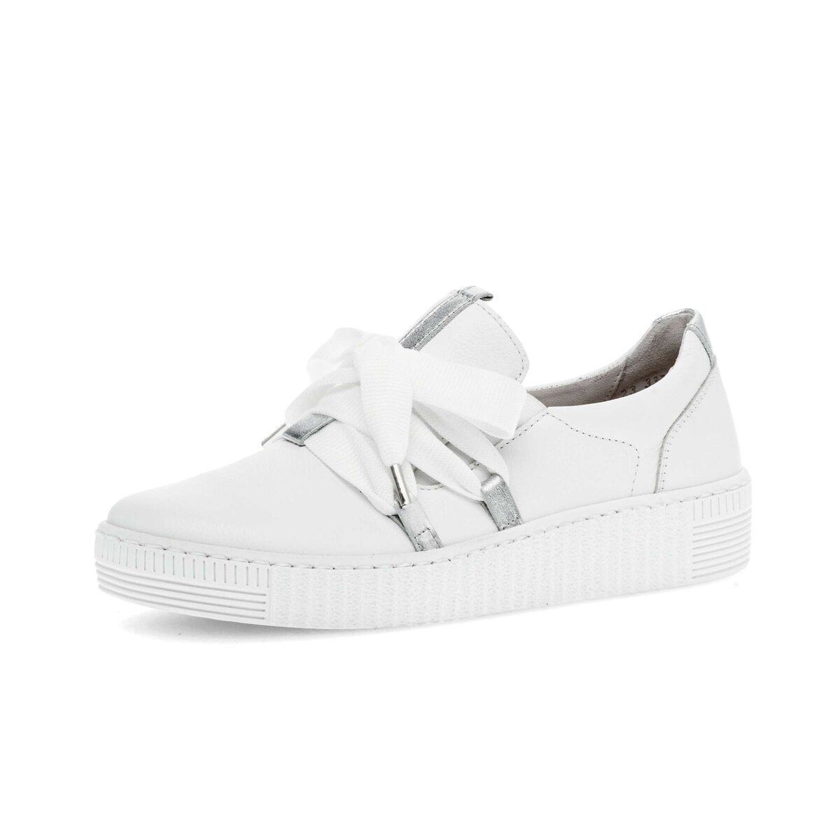 Sneaker GABOR "Sneaker low Materialmix Leder", Damen, Gr. 42,5, weiß, Schuhe Sneaker