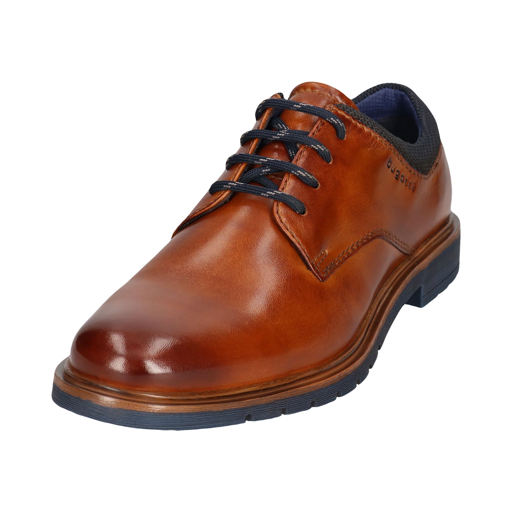 Schnürschuh BUGATTI, Herren, Gr. 44, cognac, Leder, Textil, Schuhe Schnürschuh, Halbschuh, Business-Schnürer, Anzugschuh mit softem Schaftrand