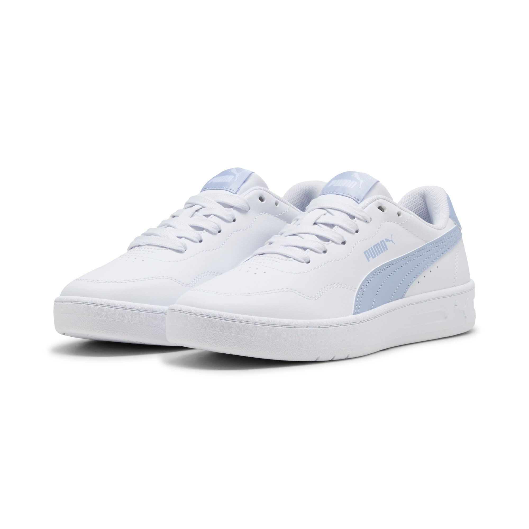 Sneaker PUMA "COURT LALLY", Damen, Gr. 38,5, puma weiß, snow mountain blau, Synthetik, Schuhe Sneaker