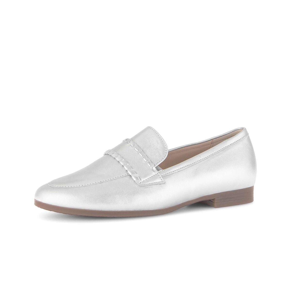 Slipper GABOR "Slipper Effektleder", Damen, Gr. 38, silber, Schuhe Slipper