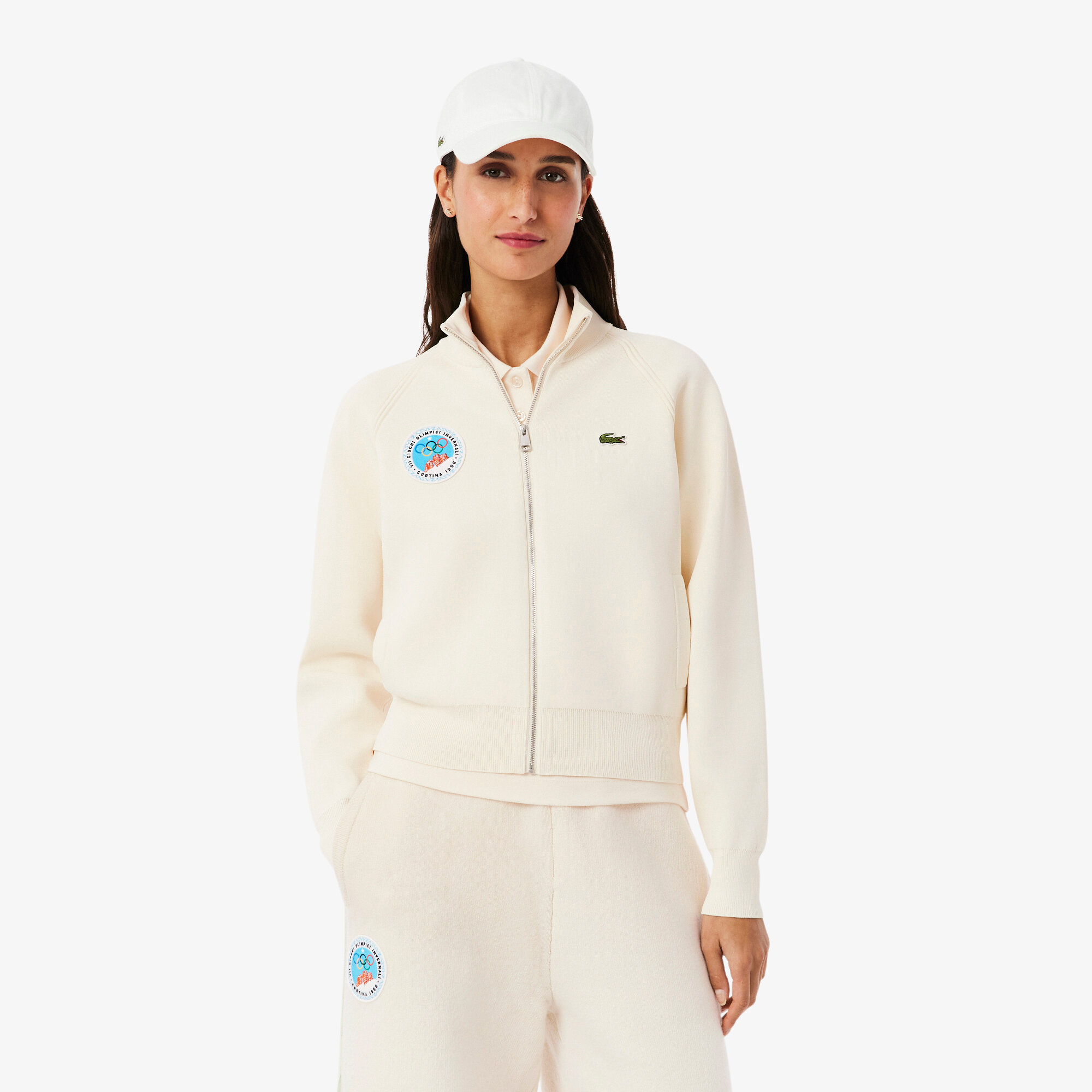 Pullover mit durchgehendem Reißverschluss „Cortina d'Ampezzo 1956“ von Lacoste – Creme – Damen Image