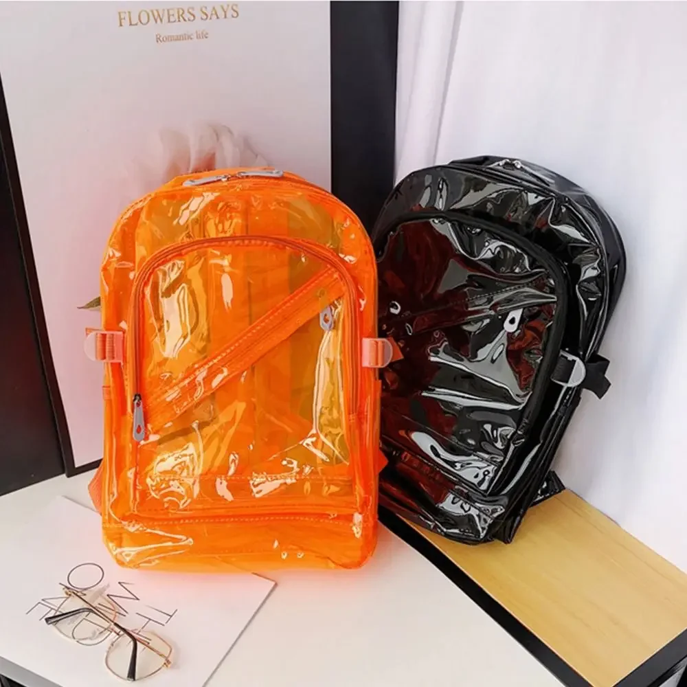 Version coréenne femme printemps été sac d'école en plastique couleur bonbon Transparent PVC sac à dos femme sac à dos gelée sac d'école