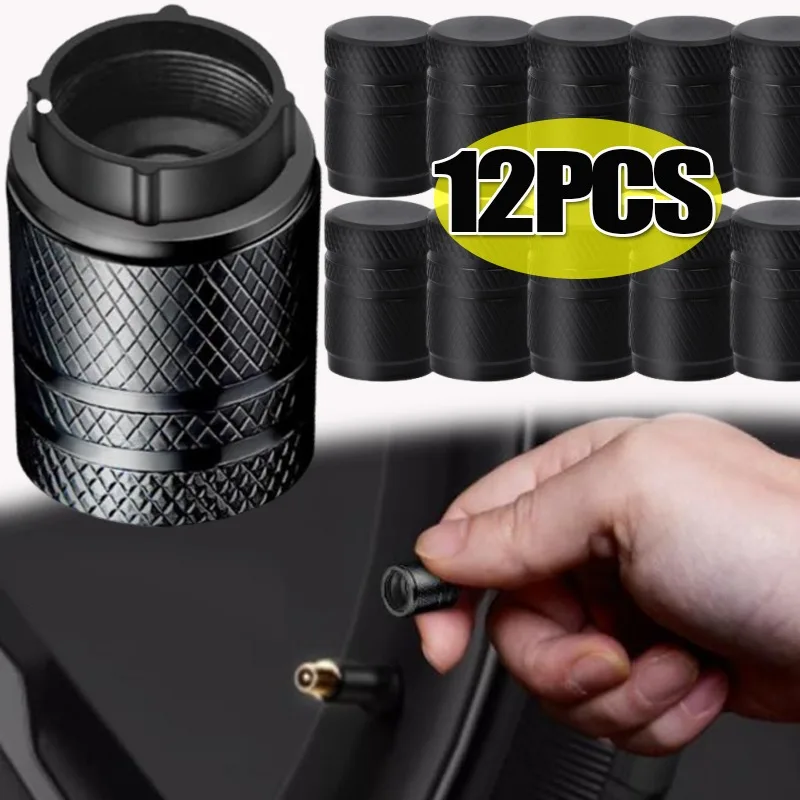 Aluminium Reifen Rad Vorbau Luft Ventil Kappe Auto Reifen Ventil Vorbauten Kappe Rändelung Stil Reifen Ventil Kappen Auto Universal Zubehör 4-12PCS Image