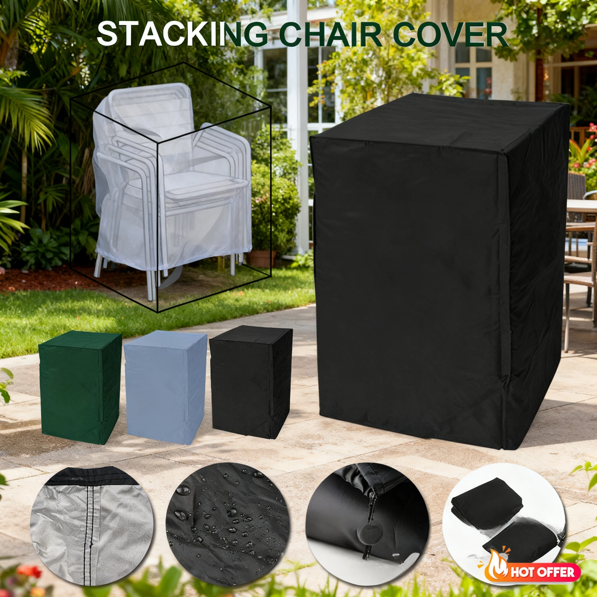 Stuhl Staub Abdeckung Lagerung Tasche Outdoor Garten Möbel Schutz Hohe Qualität Wasserdicht Staubdicht Stuhl Organizer Gestapelt Image