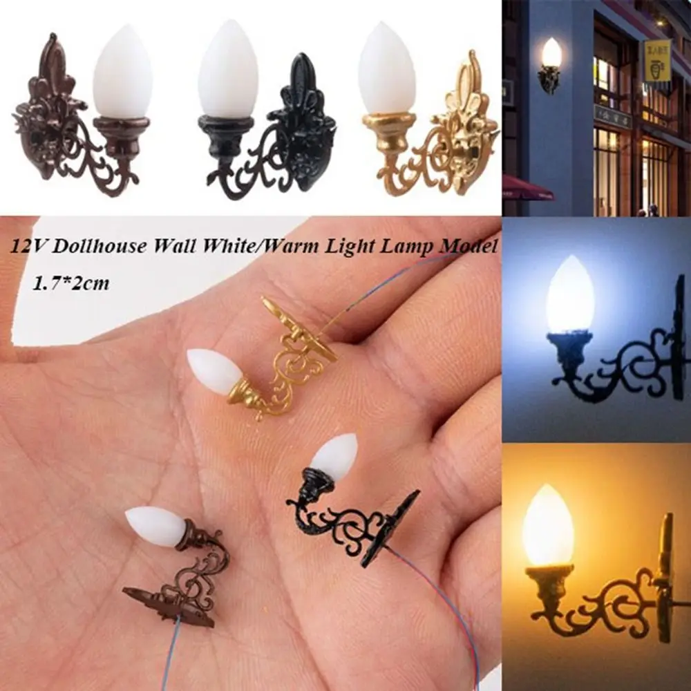 New 1.7*2cm Dollhouse Wall Lamp ABS Metal Material Doll House Garden Decor Garden Yard Led Light 12V White/Warm Light Model
