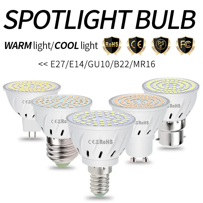 LED E27 Lampe Gu10 Scheinwerfer Glühbirne E14 warm weißes Licht B22 LED Glühbirne AC 220-240V für zu Hause Wohnzimmer Schlafzimmer Studie Kronleuchter