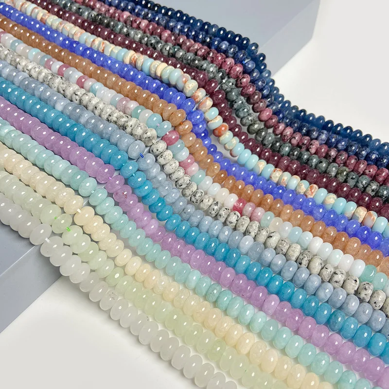 Neue Ankunft Natürliche Stein Rondelle Perlen Jaspers Jade Spacer Runde Flache Perle DIY Armband Halskette Ohrringe accessori Größe 5*8MM Image