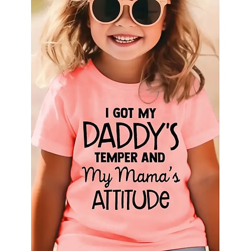 Mädchen 3D Grafik Buchstabe T-Shirt Kurzarm 3D-Druck Sommer Frühling Sport Mode Streetwear Kinder 4-12 Jahre Rundhalsausschnitt Lässig Täglich Outdoor Normale Passform Image