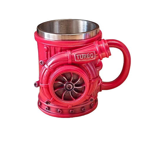 Retro-V8-Motor-Becher, kreative Turbolader-Becher, origineller 3D-Kaffeebecher mit mechanischem Design, ideales Geschenk für Autoenthusiasten und Mechaniker Technikbegeisterte Image