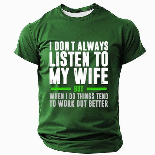 Ich höre nicht immer auf meine Frau, aber wenn ich es tue, läuft es meistens besser. Lustiges Männer-T-Shirt mit Ehemann-Grafik, schwarzes Oberteil, Größen S, M, L, XL, XXL, XXXL Image