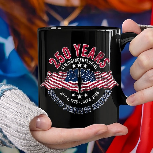 Tasse zum 250. Jahrestag der Vereinigten Staaten, patriotisches Geschenk, Keramik-Kaffeebecher zum 550. Jahrestag, 1776–2026 Amerika 250, Geschenk zum Unabhängigkeitstag (4. Juli) für Männer und Image