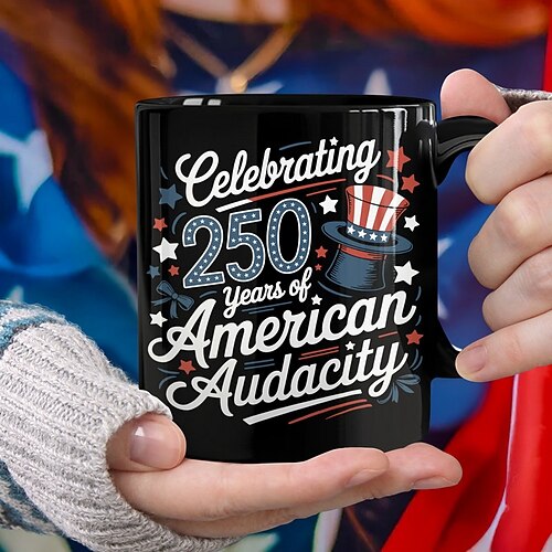Tasse zum 250. Jahrestag der Vereinigten Staaten, patriotisches Geschenk, Keramik-Kaffeebecher zum 550. Jahrestag, 1776–2026 Amerika 250, Geschenk zum Unabhängigkeitstag (4. Juli) für Männer und Image