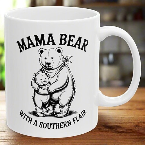 Lustige Geschenktasse für Mama zum Muttertag – Überraschungstasse aus Keramik mit Bärenmotiv im Südstaaten-Stil – süße, einzigartige Kaffeetasse zum Muttertag Image