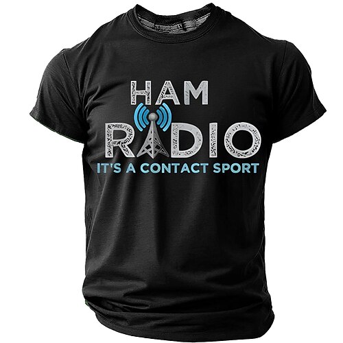 Lustiges Herren-T-Shirt mit Amateurfunk-Motiv (Kontaktsport) – Schwarzer Grafikprint – Humorvolles Shirt für Amateurfunk-Fans und Technikbegeisterte – Größen: S, M, L, XL, XXL, XXXL Image