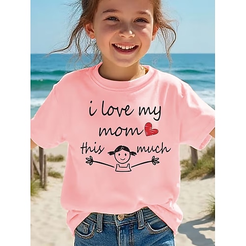 Mädchen 3D Grafik Cartoon T-Shirt Kurzarm 3D-Druck Sommer Frühling Sport Mode Streetwear Kinder 4-12 Jahre Rundhalsausschnitt Lässig Täglich Outdoor Normale Passform Image