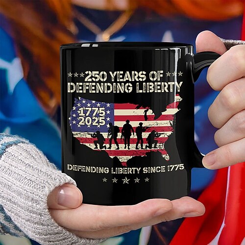 Tasse zum 250. Jahrestag der Vereinigten Staaten, patriotisches Geschenk, Keramik-Kaffeebecher zum 550. Jahrestag, 1776–2026 Amerika 250, Geschenk zum Unabhängigkeitstag (4. Juli) für Männer und Image