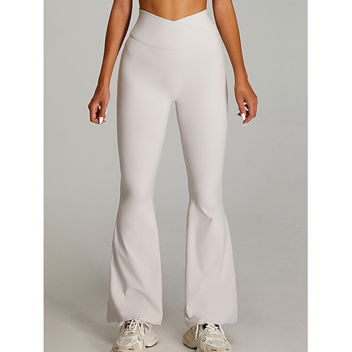 Damen Schlaghose Chinos Streetwear Lässig Athleisure Volle Länge Mittlere Taillenlinie Einfach Elastischer Bund Bequem Mikroelastisch Täglich Outdoor Urlaub Graues Grün Dunkelbraun Schwarz Weiß Image