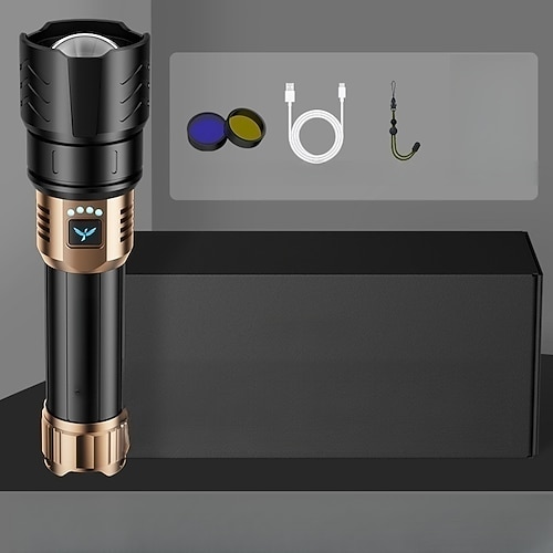 Hochleistungsfähige, ultrahelle, wiederaufladbare Taschenlampe mit Zündlinse, einstellbarem Fokus und vier Leuchtmodi – ideal für Camping, Outdoor-Aktivitäten, Landwirtschaft und Haushalt.