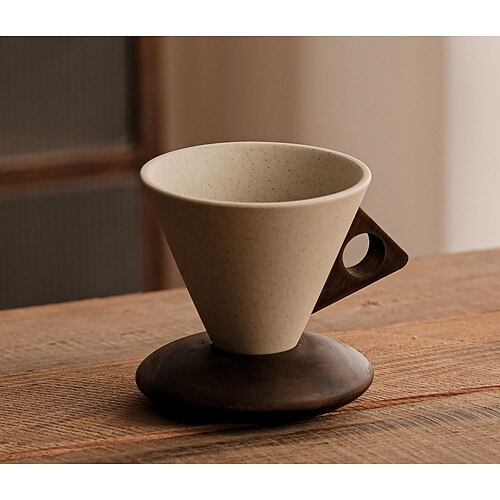Sable Cone Becher-Set im Vintage-Stil, handgefertigte Steingut-Kaffeebecher, kreative Keramik-Latte-Tassen, minimalistisches rustikales Trinkgeschirr für Espresso-, Americano- und Latte-Liebhaber Image