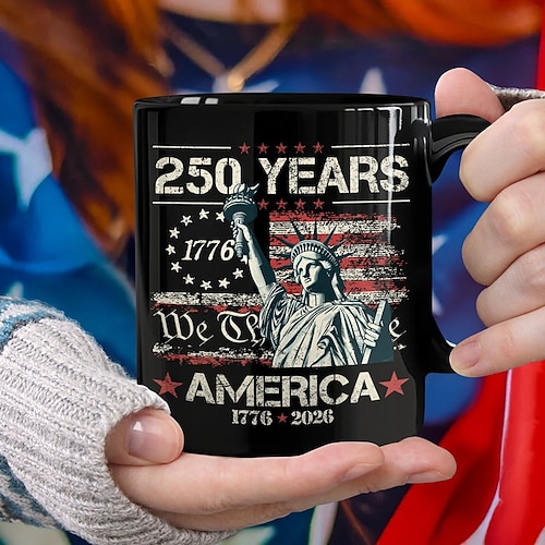 Tasse zum 250. Jahrestag der Vereinigten Staaten, patriotisches Geschenk, Keramik-Kaffeebecher zum 550. Jahrestag, 1776–2026 Amerika 250, Geschenk zum Unabhängigkeitstag (4. Juli) für Männer und Image
