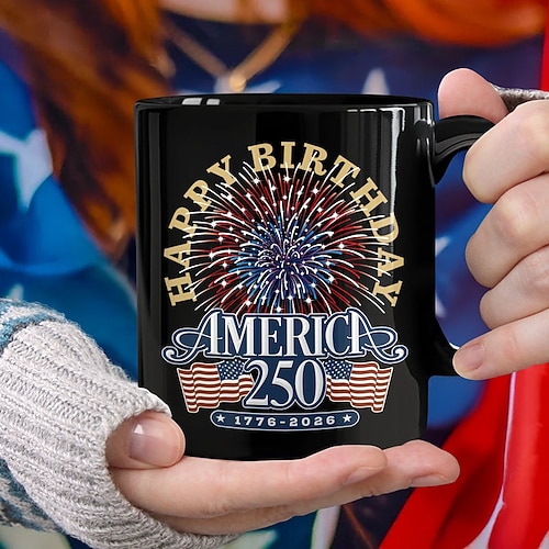 Tasse zum 250. Jahrestag der Vereinigten Staaten – patriotisches Geschenk, Keramik-Kaffeebecher zum 550. Jahrestag, 1776–2026 Amerika 250, Geschenk zum Unabhängigkeitstag (4. Juli) für Männer und Image