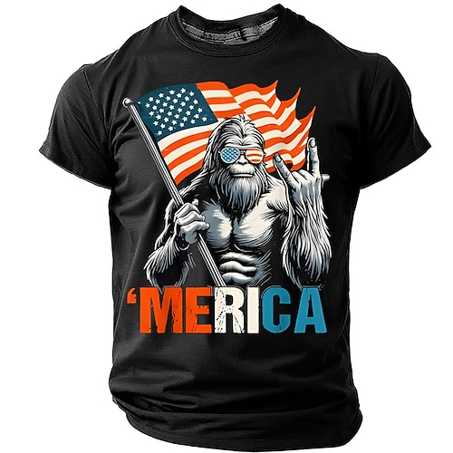 Amerikas 250. Jahrestag: Lustiges patriotisches T-Shirt mit amerikanischer Flagge, marineblauer Grafik, Sasquatch-Motiv zum 4. Juli, Größen S, M, L, XL, XXL, XXXL Image
