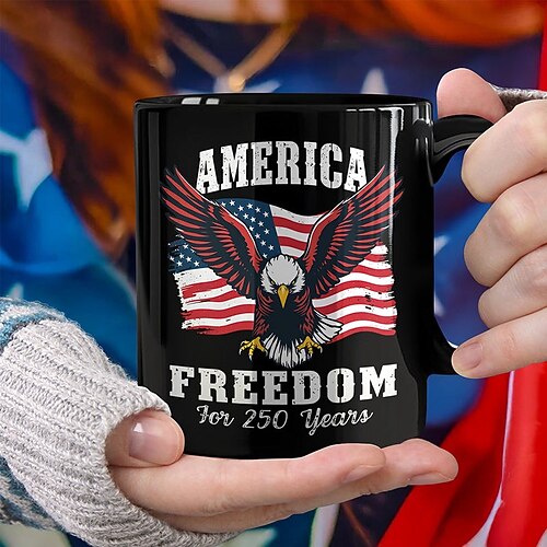 Tasse zum 250. Jahrestag der Vereinigten Staaten, patriotisches Geschenk, Keramik-Kaffeebecher zum 550. Jahrestag, 1776–2026 Amerika 250, Geschenk zum Unabhängigkeitstag (4. Juli) für Männer und Image