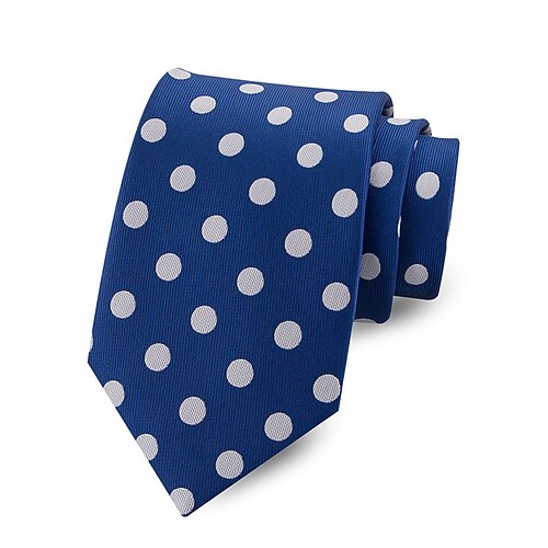 Herrenkrawatte aus Polyester mit Polka-Dots, klassisches, mehrfarbiges Punktmuster, eleganter, schmaler Stil für Trauzeugen, Hochzeiten, formelle Abendessen, Bankette und Geschäftsveranstaltungen Image
