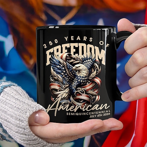 Tasse zum 250. Jahrestag der Vereinigten Staaten, patriotisches Geschenk, Keramik-Kaffeebecher zum 550. Jahrestag, 1776–2026 Amerika 250, Geschenk zum Unabhängigkeitstag (4. Juli) für Männer und Image