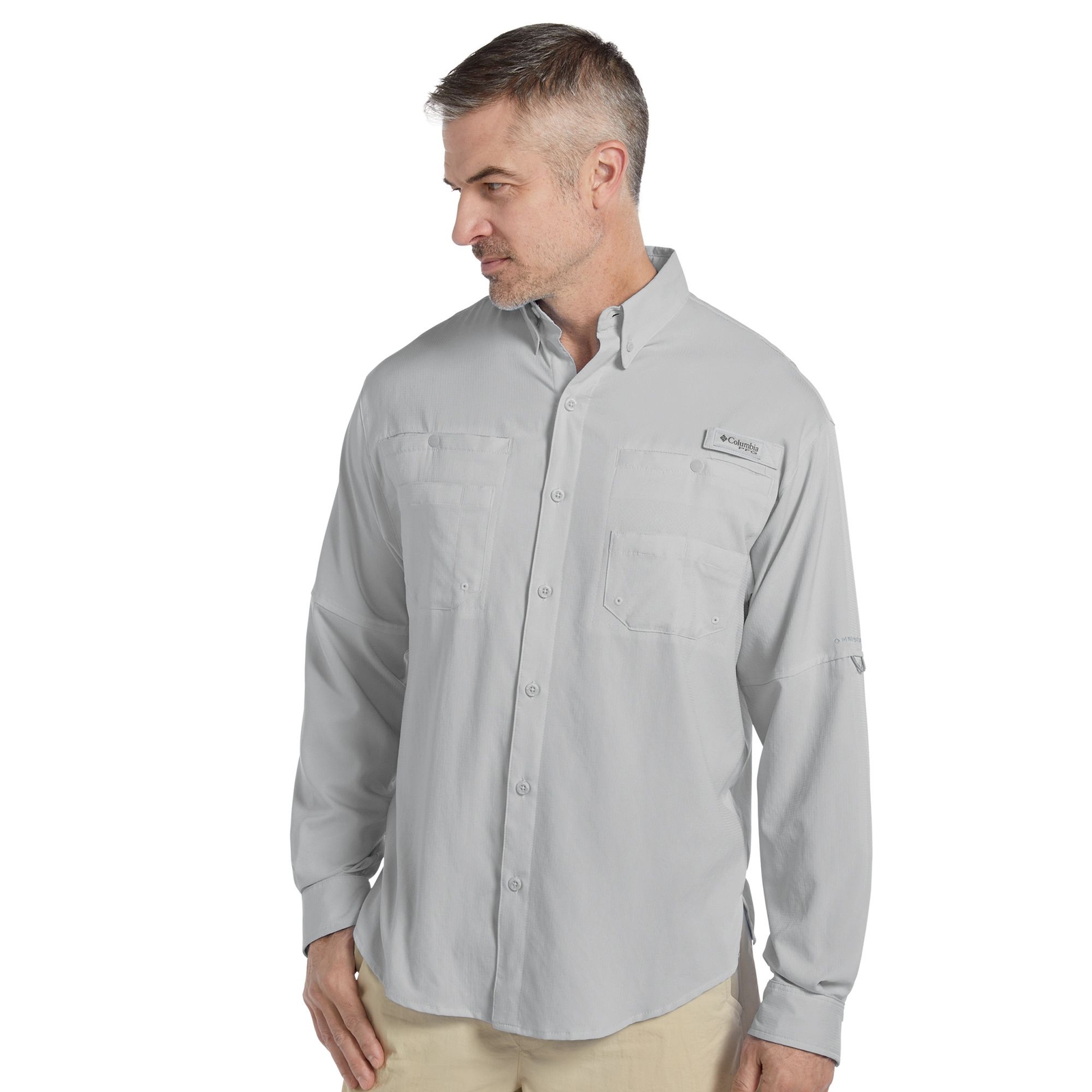 Columbia Men's Tamiami II Long-Sleeve Shirt (Size Extra Lrg Tall) Cool Grey, Polyester