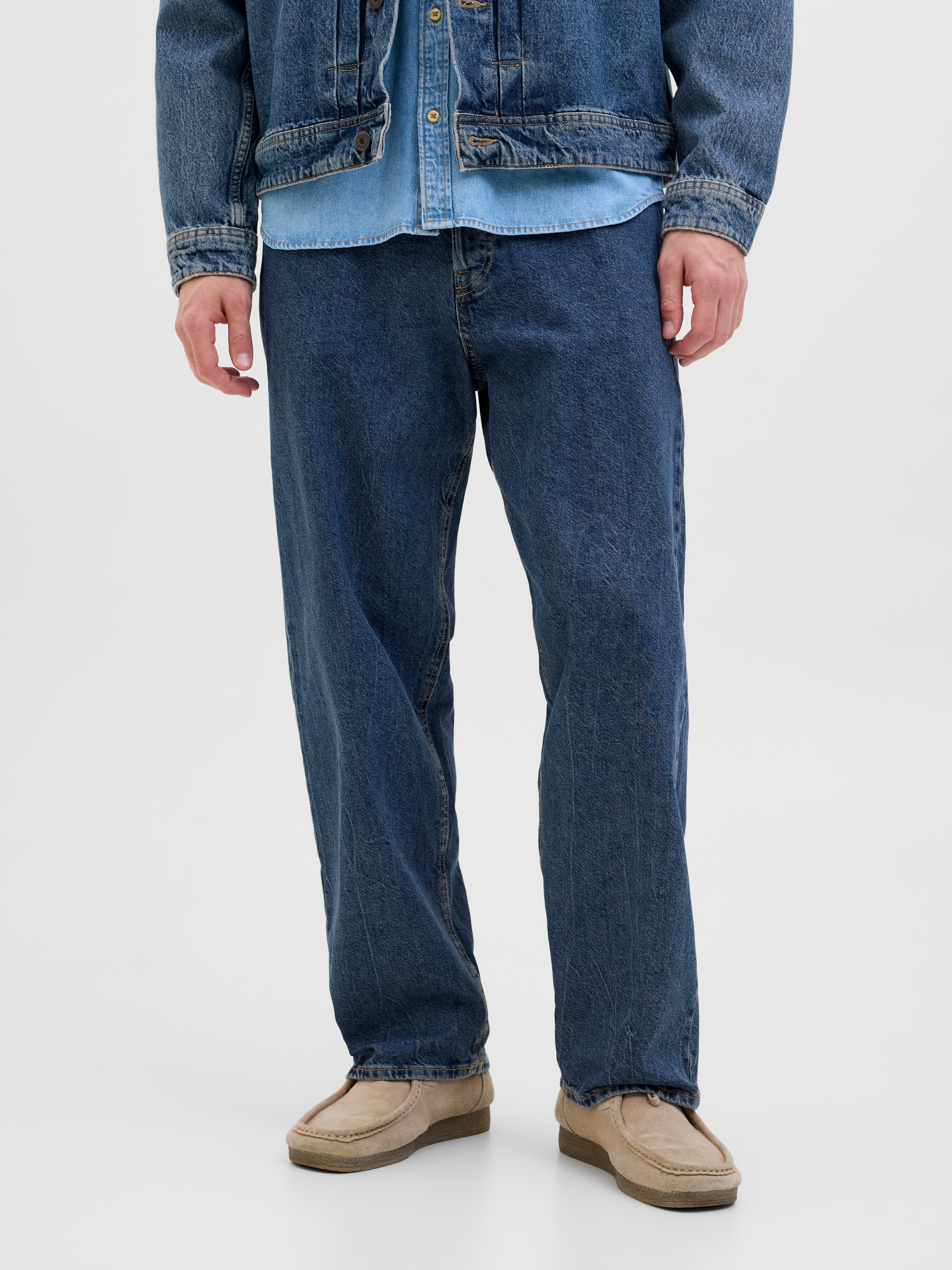 Relax-fit-Jeans JACK & JONES "JJIALEX JJORIGINAL SQ 738", Herren, Gr. 31, Länge 34, blau denim, Jeans