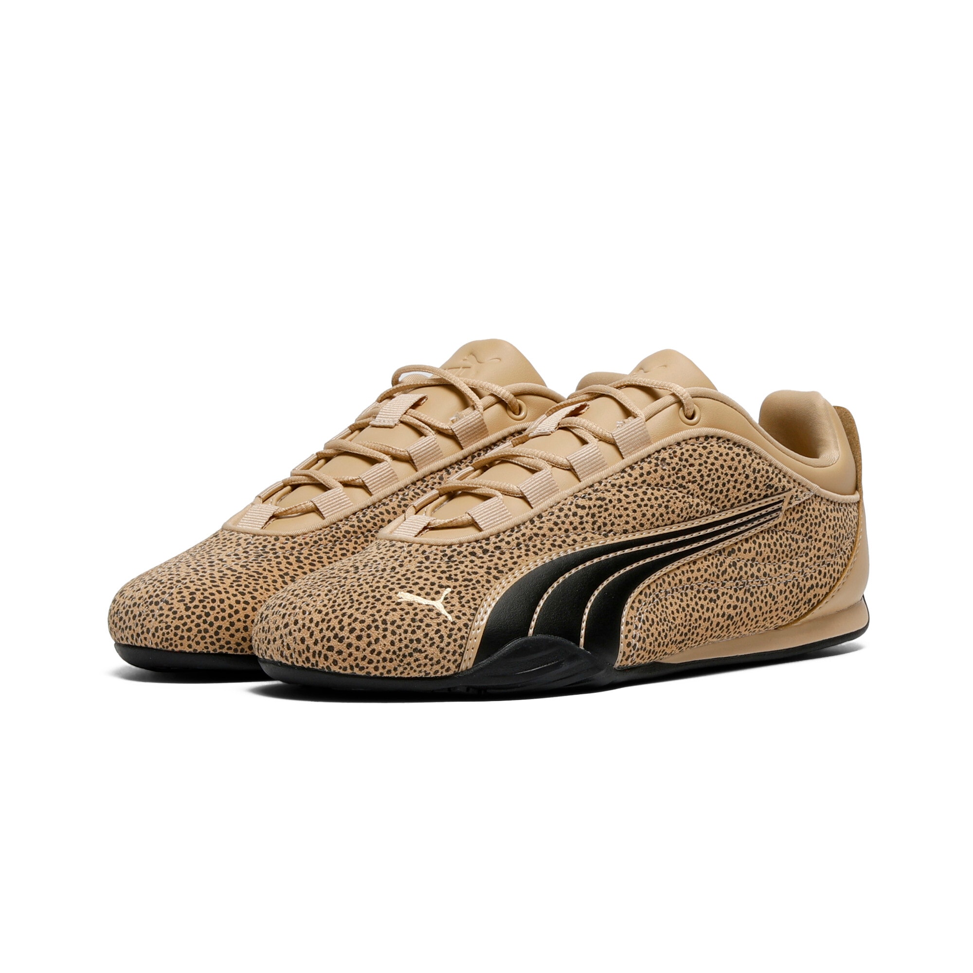 Sneaker PUMA "CATCH SOLEIL TOPCAT", Damen, Gr. 38, toasted almond, puma schwarz, puma gold, Leder, Schuhe Sneaker, Design auf den Spuren des Puma Speedcat